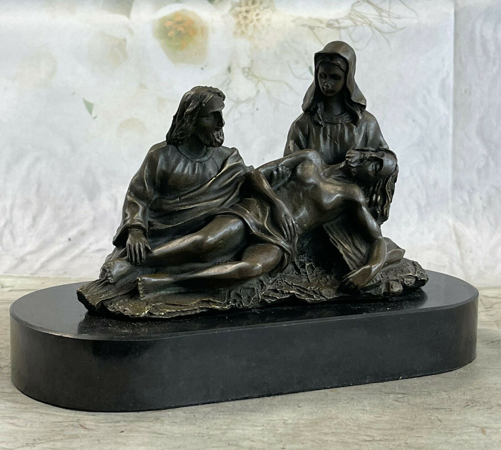 The Lamentation of Christ Jesus With Virgin Mary Saint Mary Magdalene Bronze ART