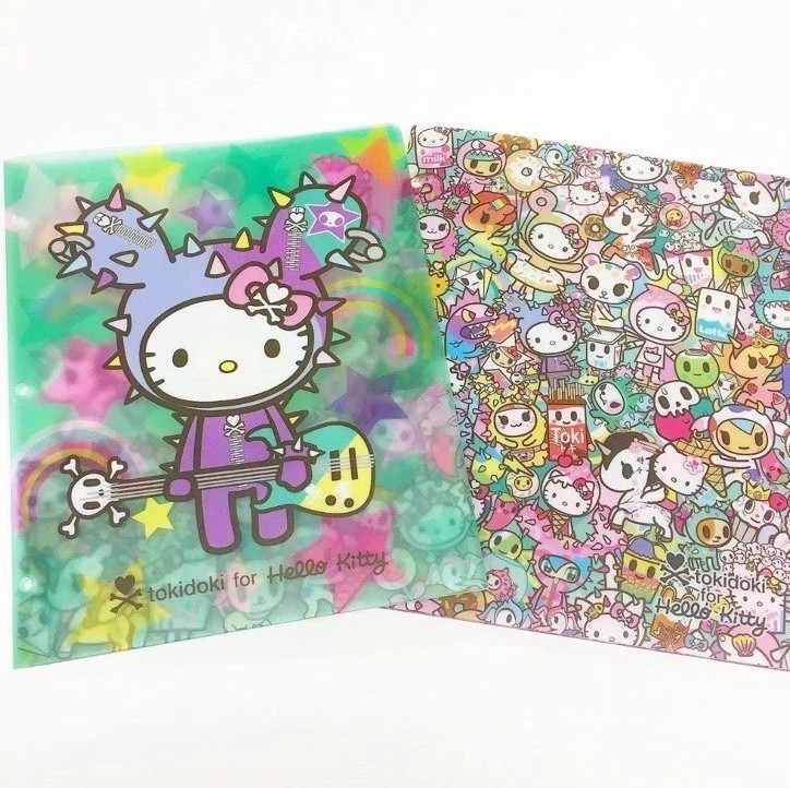 2019 Tokidoki x Hello Kitty 3 Ring Pocket Folder Guitar Green Set Of 2