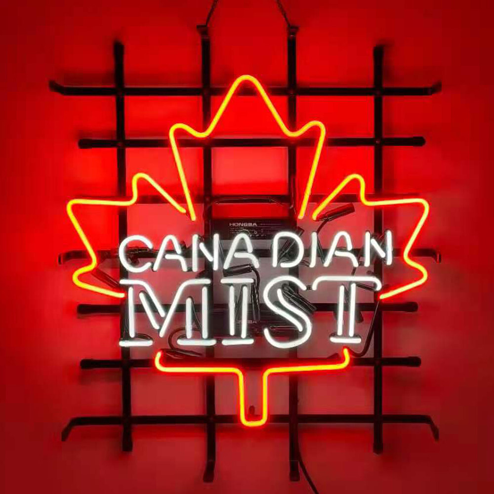 Canadian Mist Neon Sign Real Glass Bar Pub Stor Wall Decor Gift 24x20