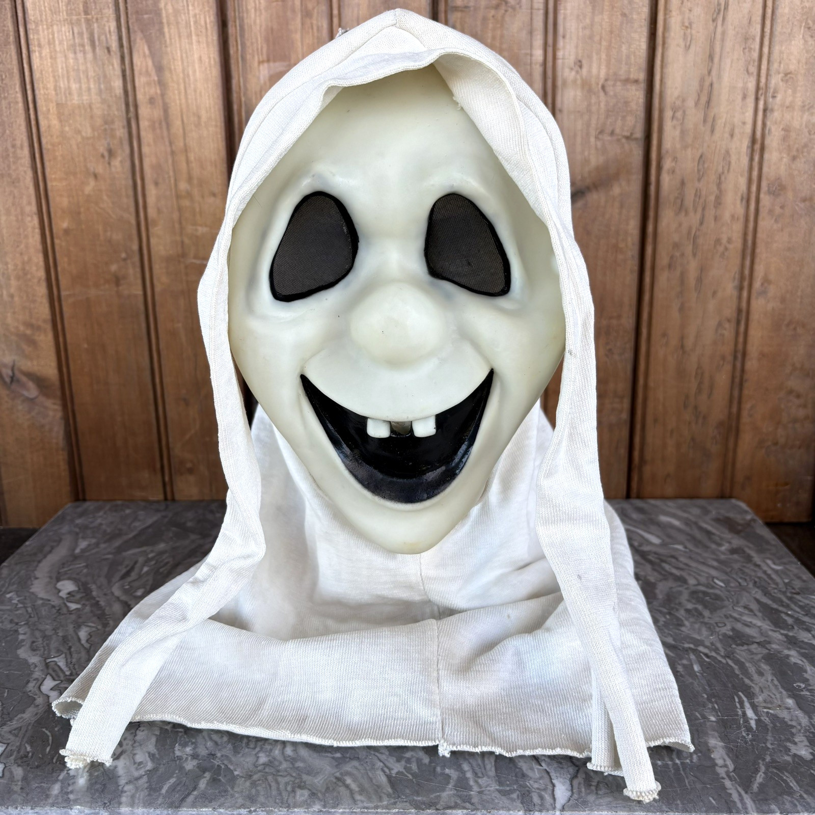 Vtg 90s Fun World Div Goofy Buck Teeth Scream Gen 1 Ghost Face White Shroud Mask
