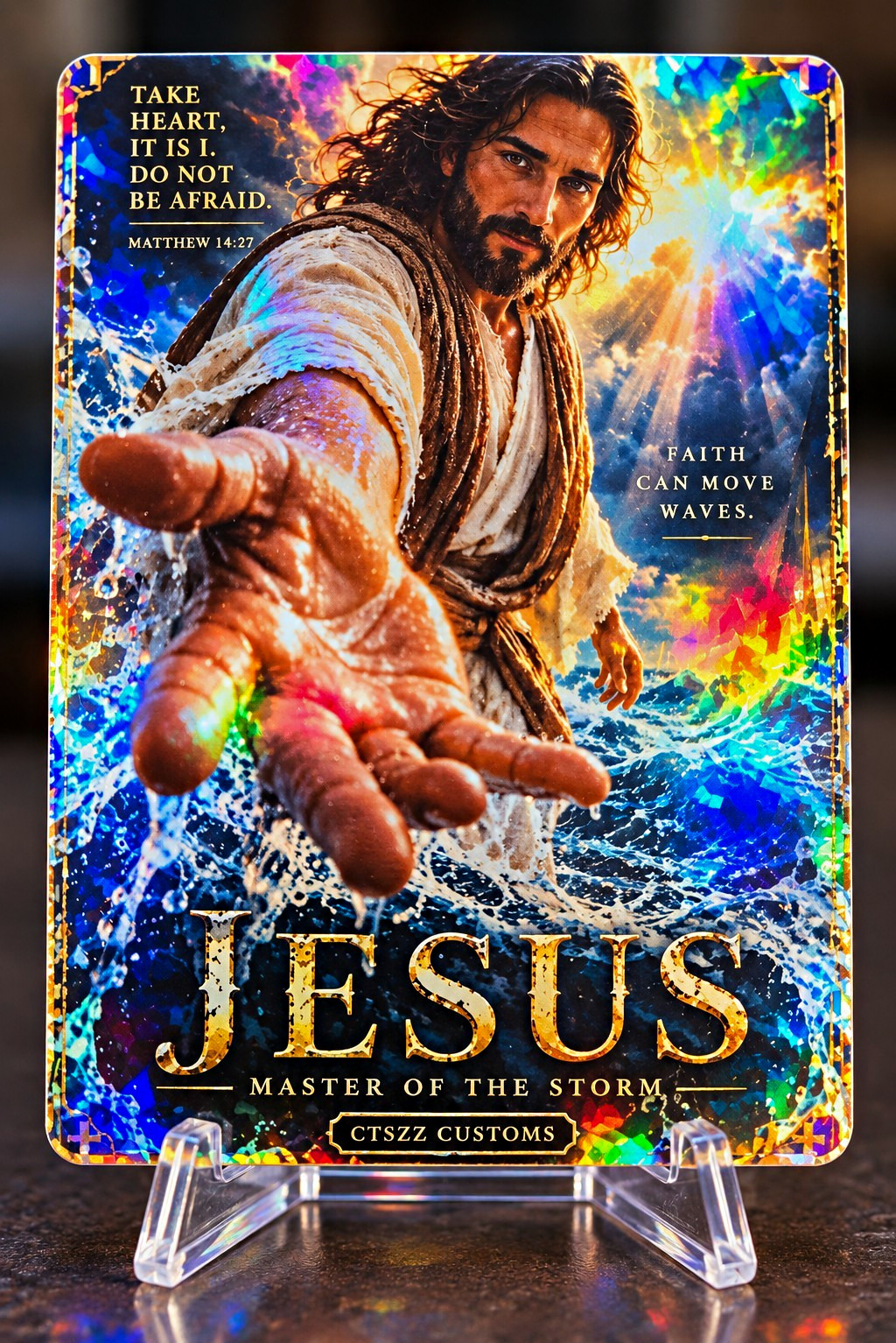 Jesus Master of the Storm Custom Holographic Faith Card Matthew 14:27
