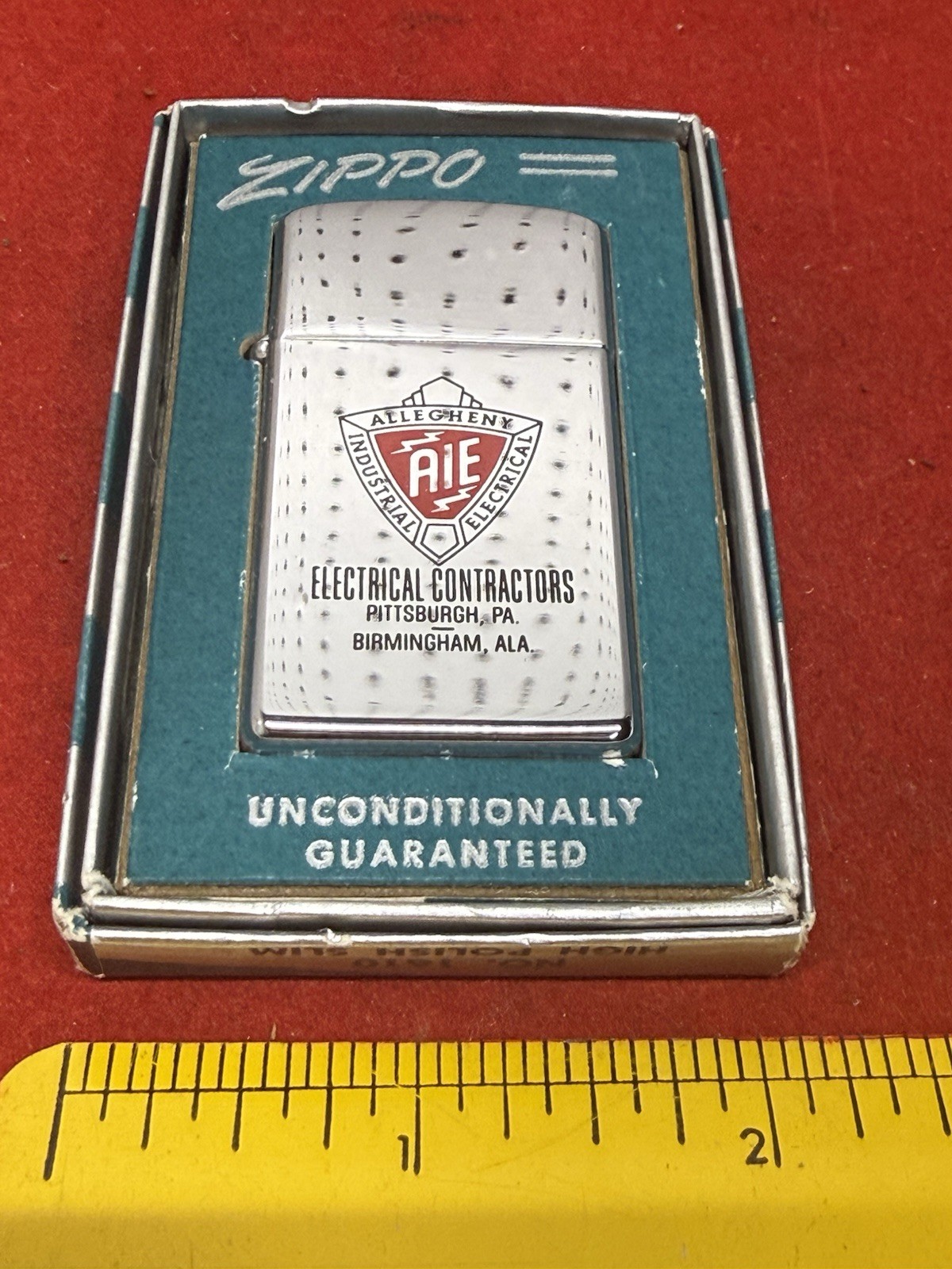 Vintage 1960 Zippo Lighter Allegheny Industrial Electrical Contractors NIB