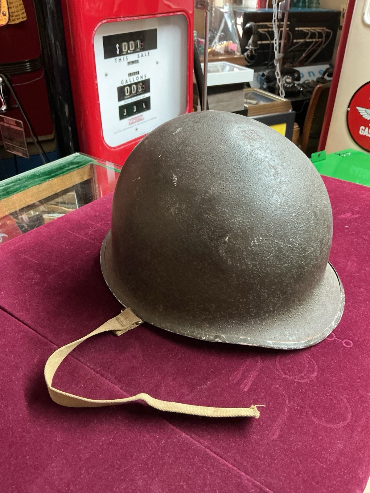 WW11 U.S M1 Helmet Swivel Bale Front Seam Named Harry Frandell 6th Corps Area.
