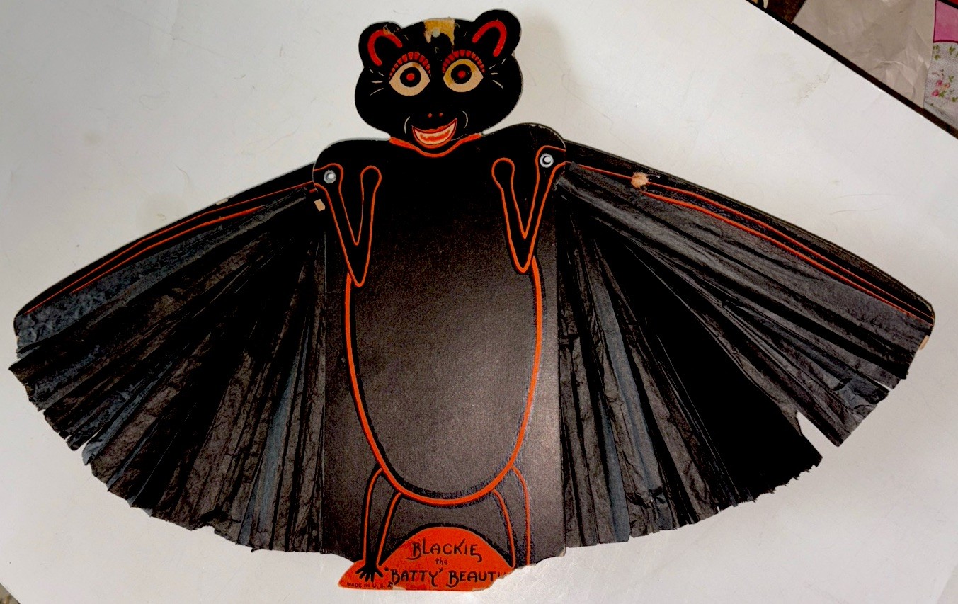 Antique Vintage Halloween Blackie Batty Beauty Diecut Decoration Beistle 1953-57