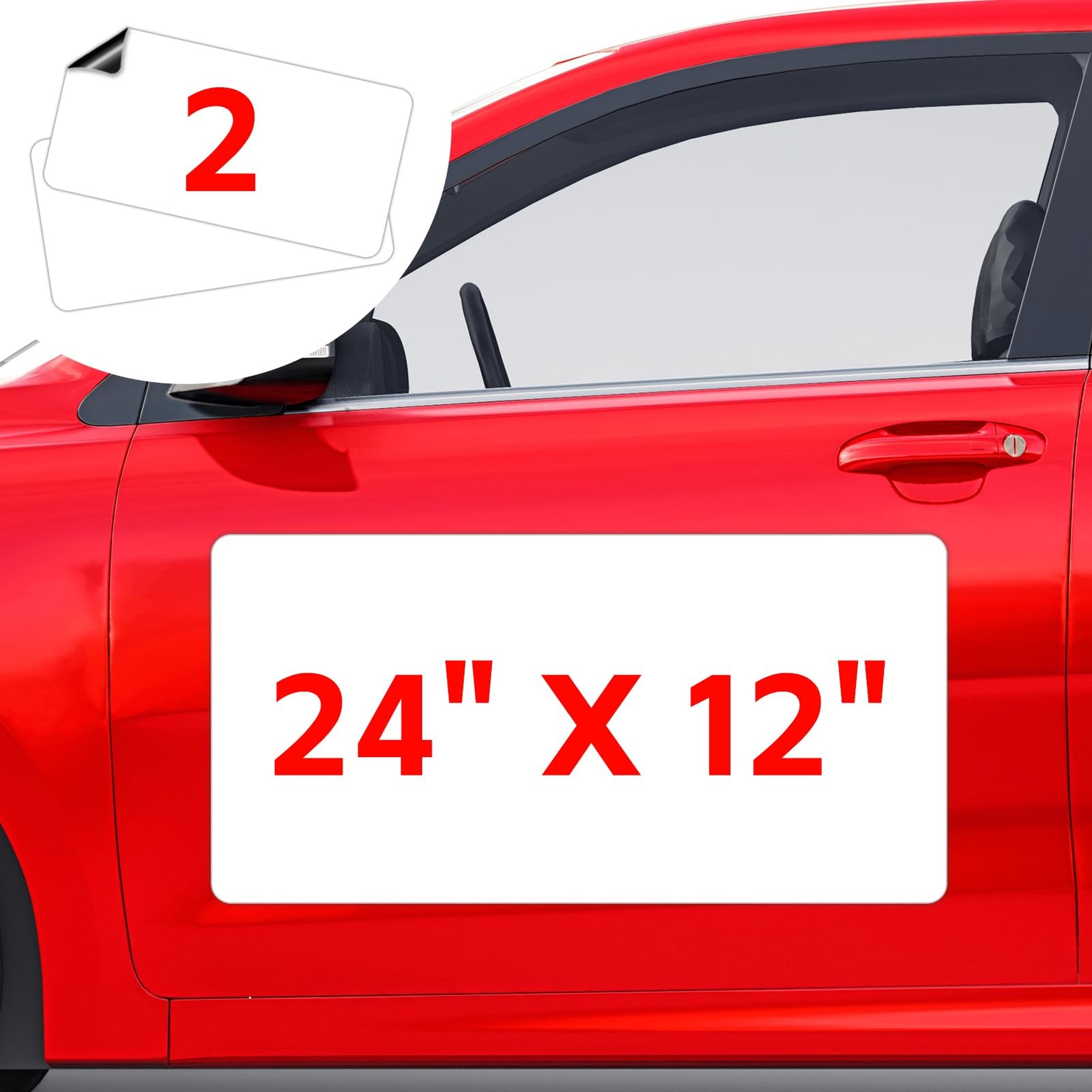 2 Blank Magnets 24x12 for Vehicle Signs, Business Ads, Car Protection