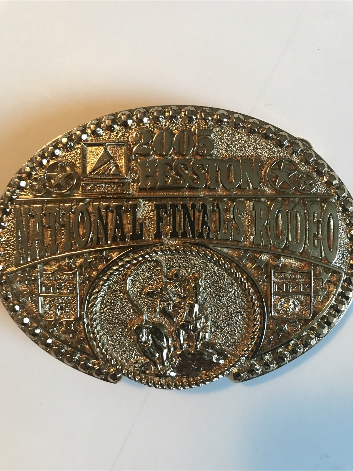 Hesston National Finals Rodeo 2005 Gold Dealer Incentive Belt Buckle NFR