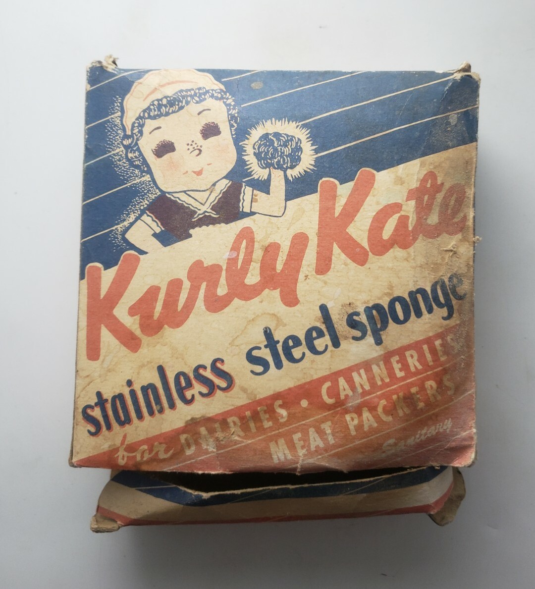 Vintage Advertising Kurly Kate Bronze Sponge New In Original Box Kitschy 