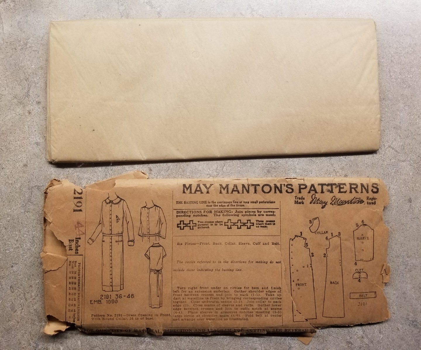 UNUSED May Manton's Early 1900s Sewing Pattern Factory Folded 2191 - Bust 44