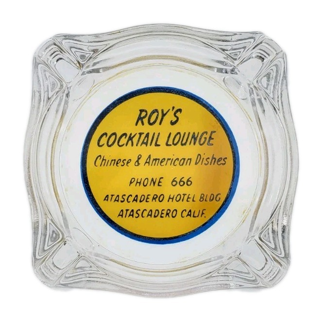 Vintage Marketing Ashtray /  Roy\'s Cocktail Lounge / Atascadero California CA