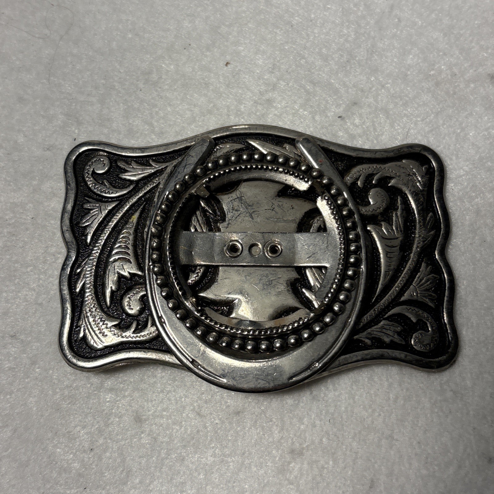 Silver Dollar Coin Cabochon Belt Buckle Vintage Empty