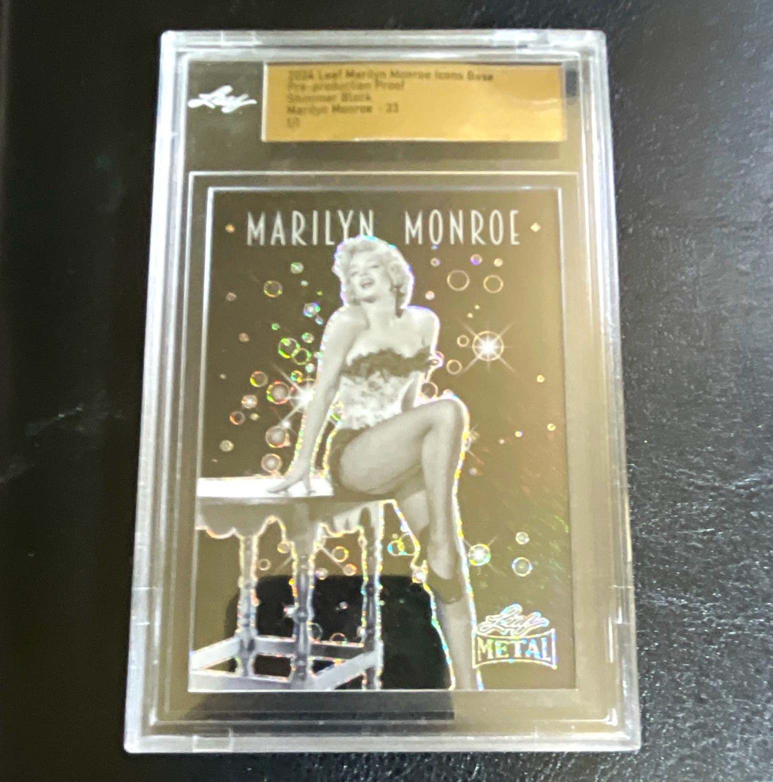 RARE LEAF 2024 Marilyn Monroe Icons #33 Shimmer Black Pre-Production Proof 1/1