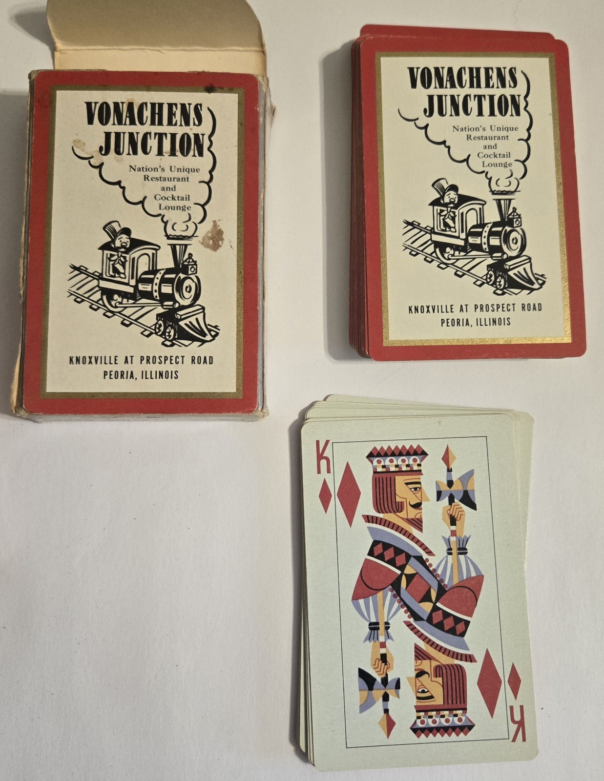 VTG Vonachens Junction Restaurant Souvenir Playing Cards Peoria Illinois IL M7 