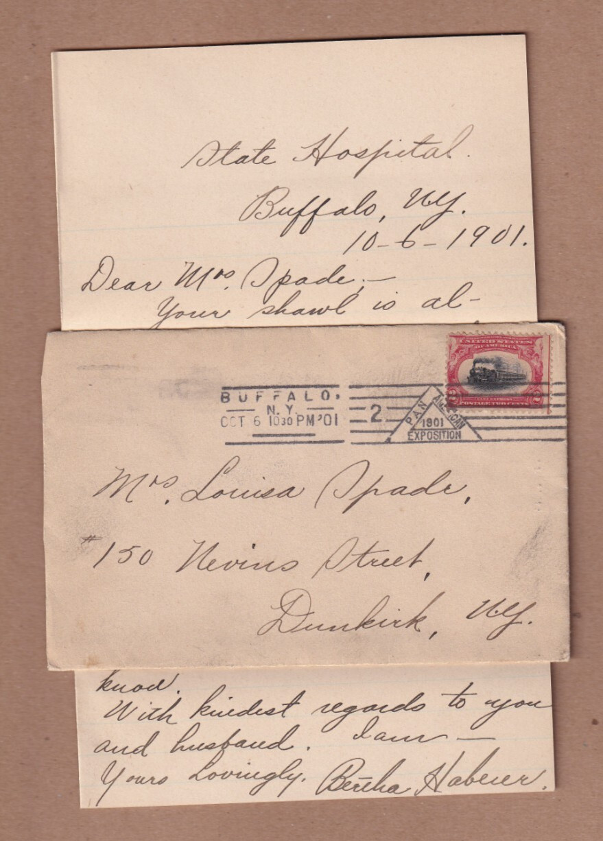 Oct 6 1901 Buffalo New York Pan Am Expo on #295 w/orig STATE HOSPITAL Letter