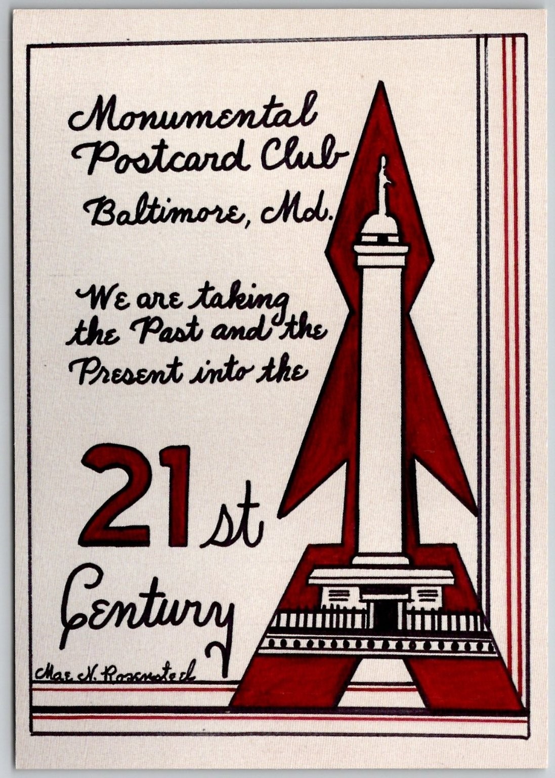 1991 Monumental Postcard Club Baltimore MD 21st Century Washington Monument LE