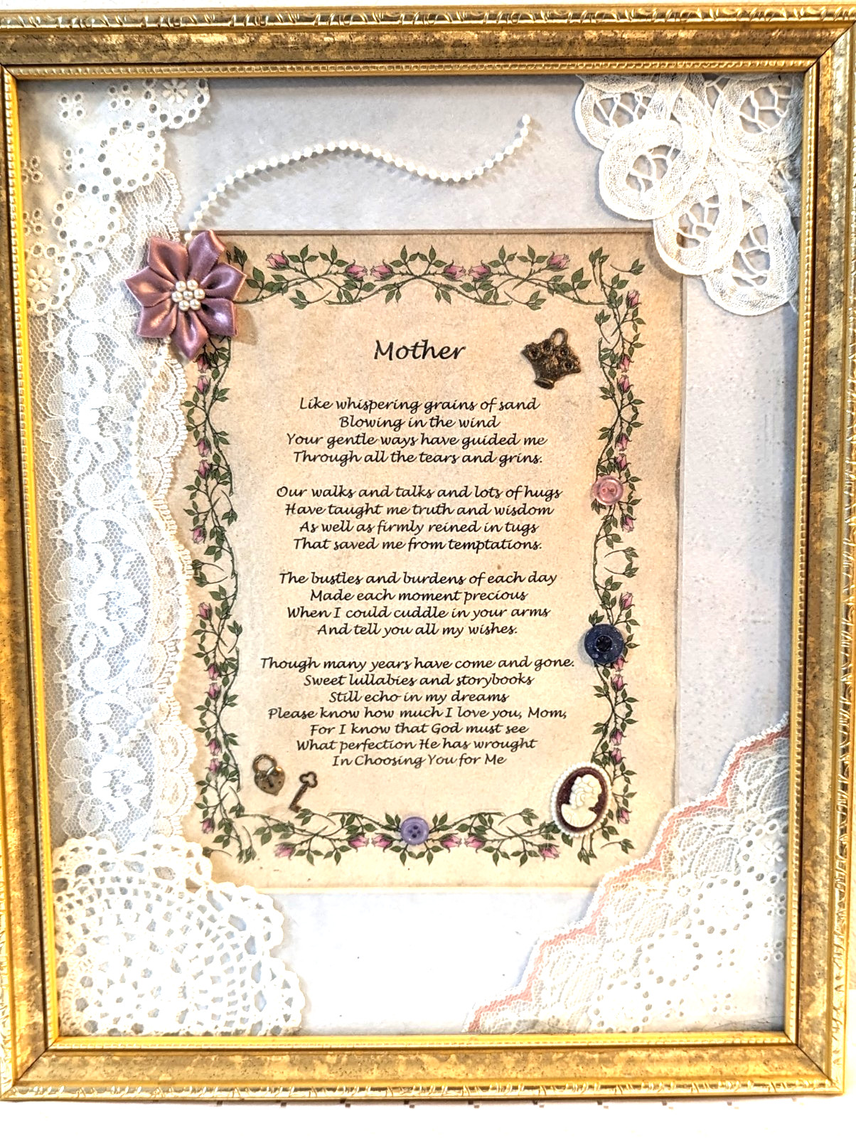 Vtg-Wall Decor-Framed Poem Victorian Style -Entitled 