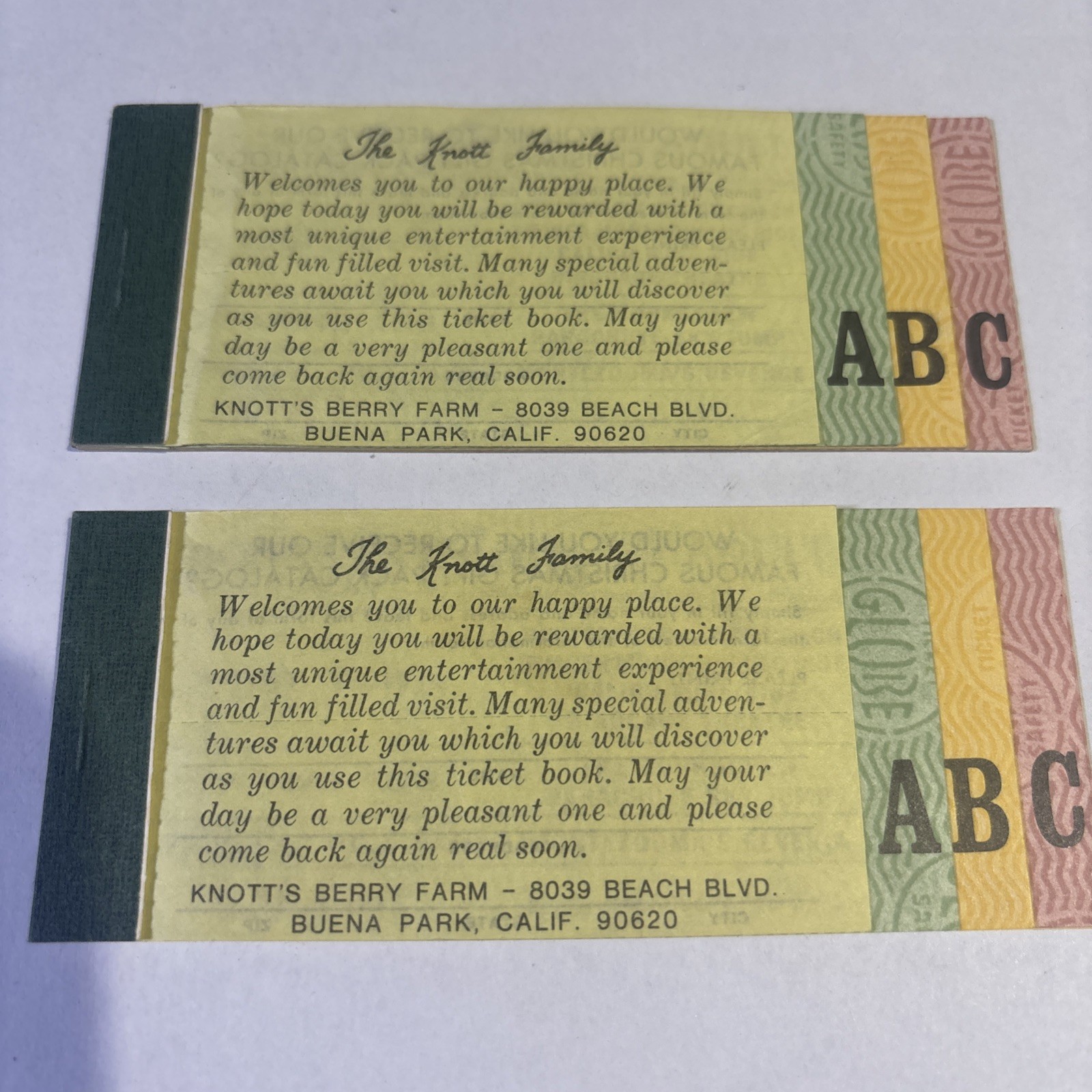 Vintage Pair of 1970s Knott's Berry Farm Super Bonanza Ticket books