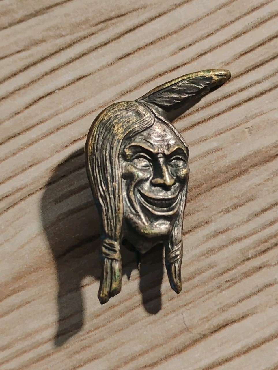 Vintage Antique Indian Motorcycle Pin Laughing Indian 1920's 1