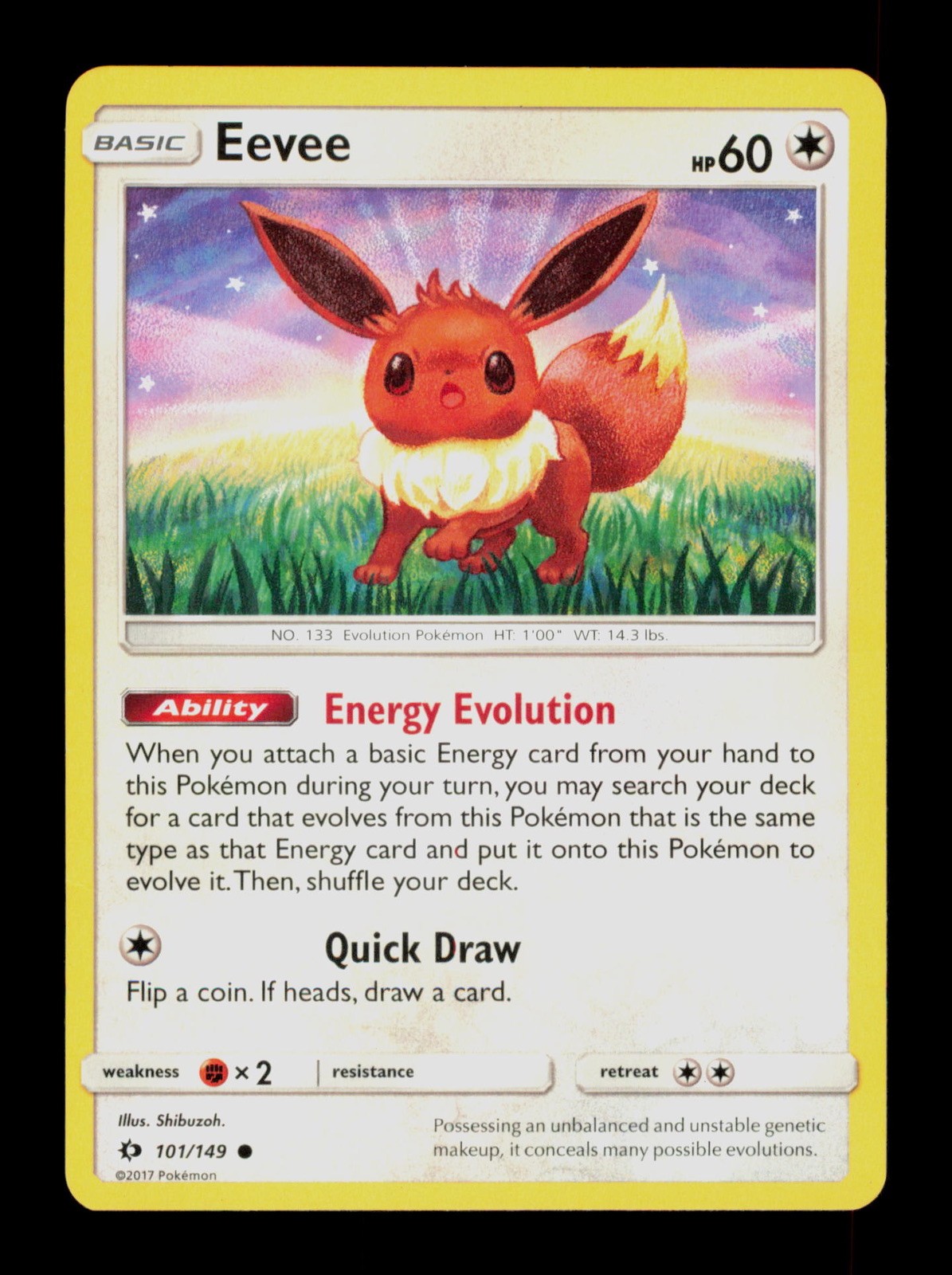 Eevee 101/149 Pokemon Sun&Moon Trading Card TC