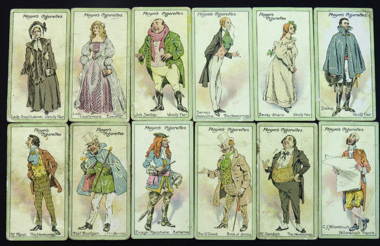 VTG 1930s Players Cigarettes Cards Characters Thackeray Lot 12 England Ephemera