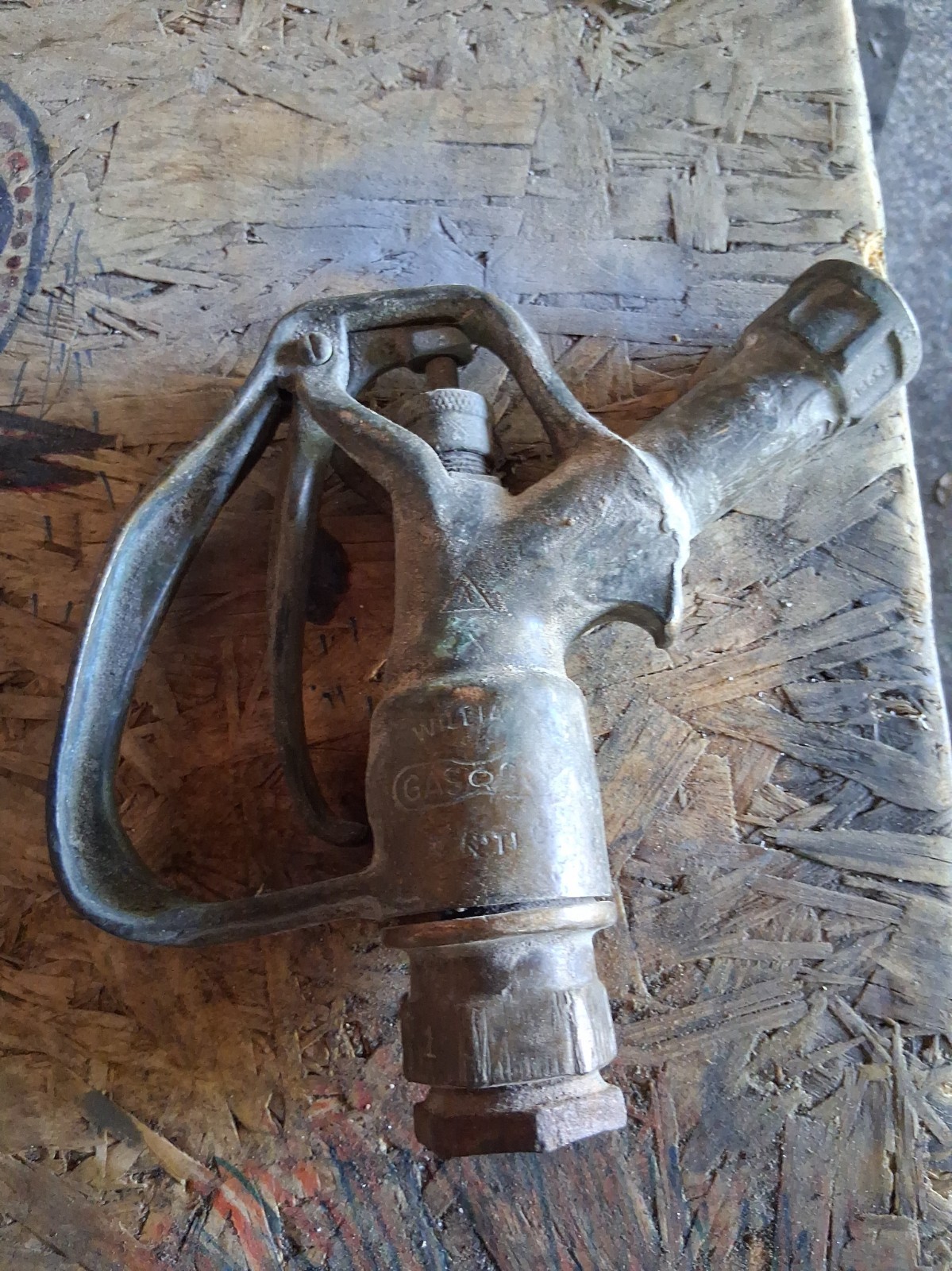 Vintage Antique Gas Pump Williams BRASS Nozzle Handle CINCINNATI OHIO Gas-O-Gun