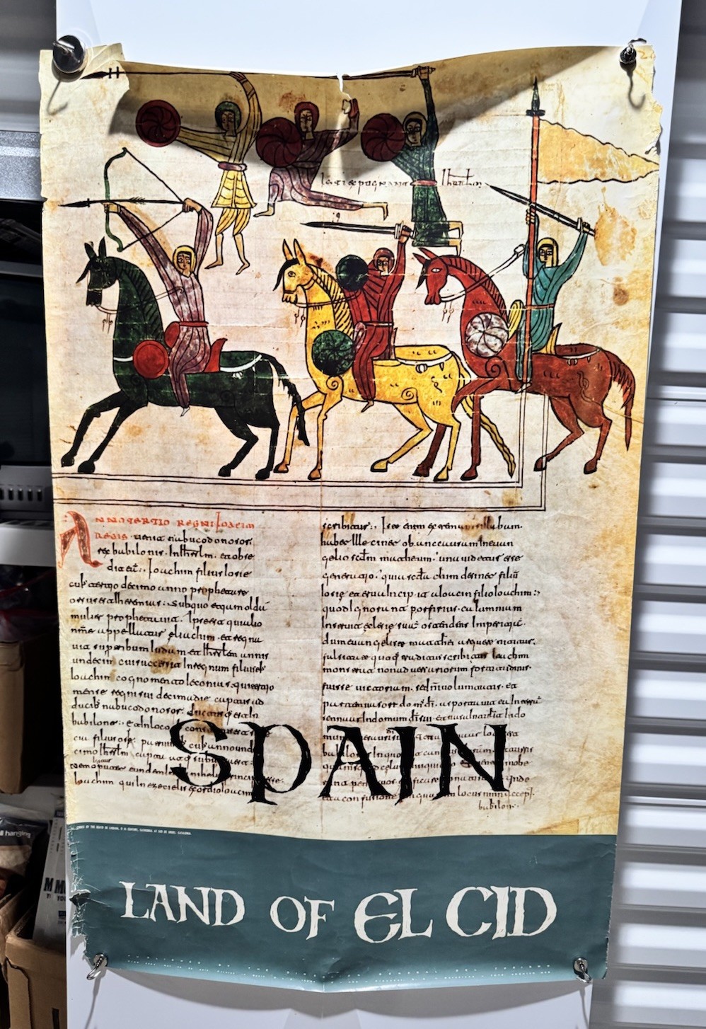 Vintage rare original Spain Espana travel poster Land of El Cid Catalunia 24x18
