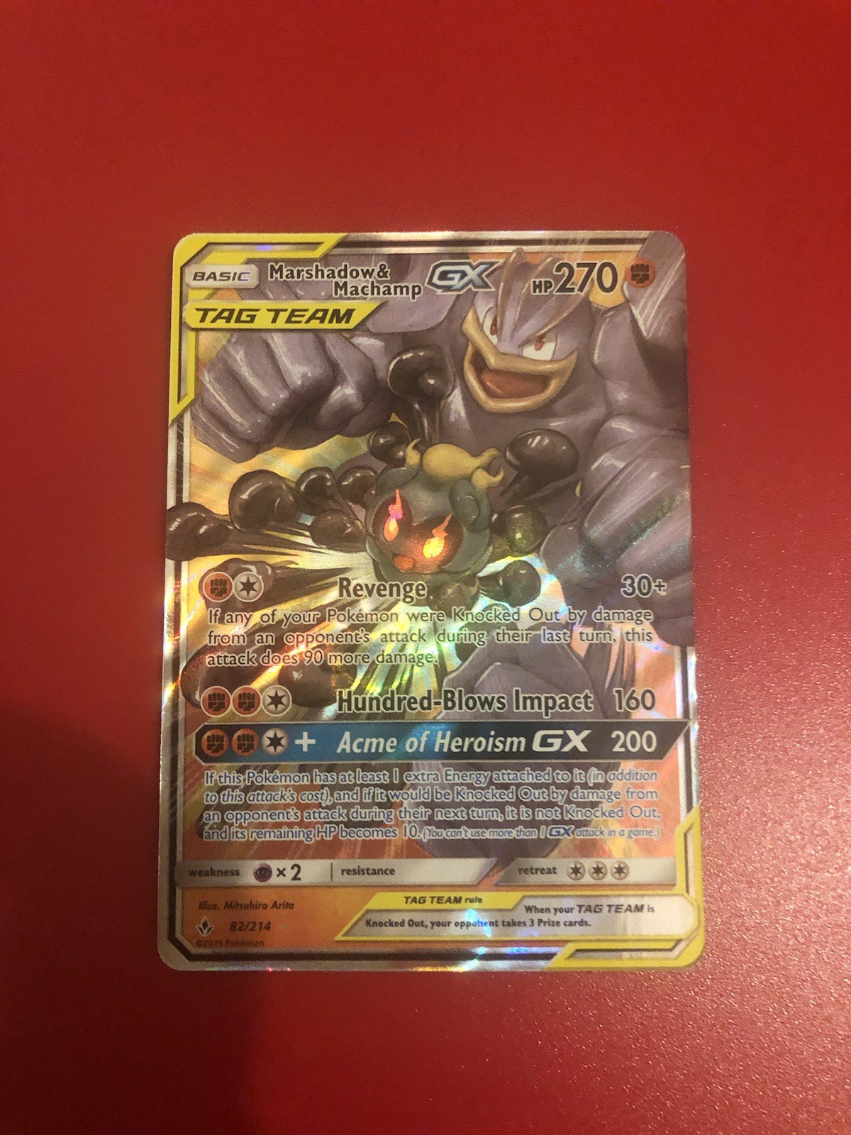Pokémon TCG Marshadow & Machamp GX TAG TEAM 82/214 Ultra Rare Holo English