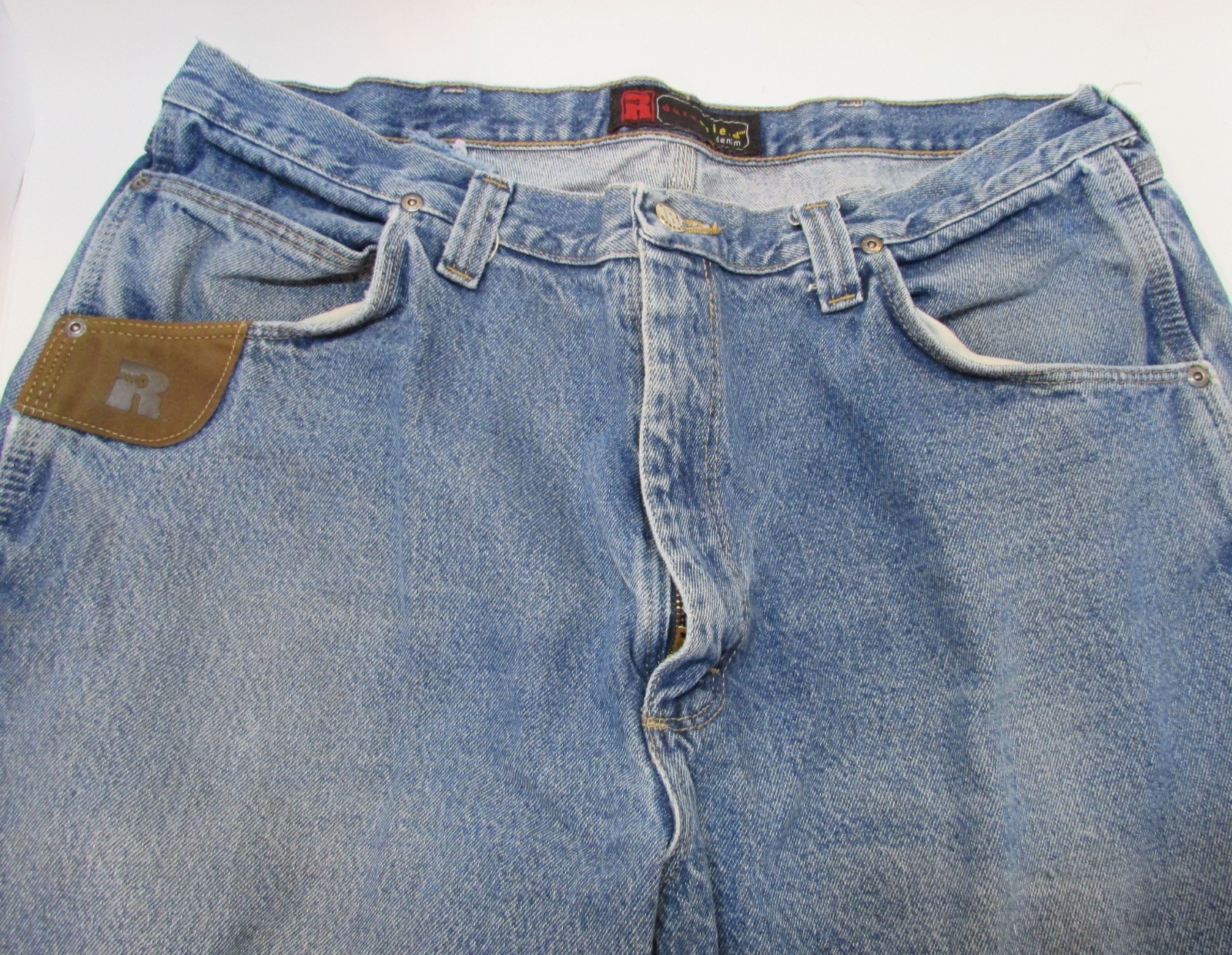 Mens 40x30 Good Used Wrangler Riggs Workwear Jeans Carpenter Utility Blue Denim