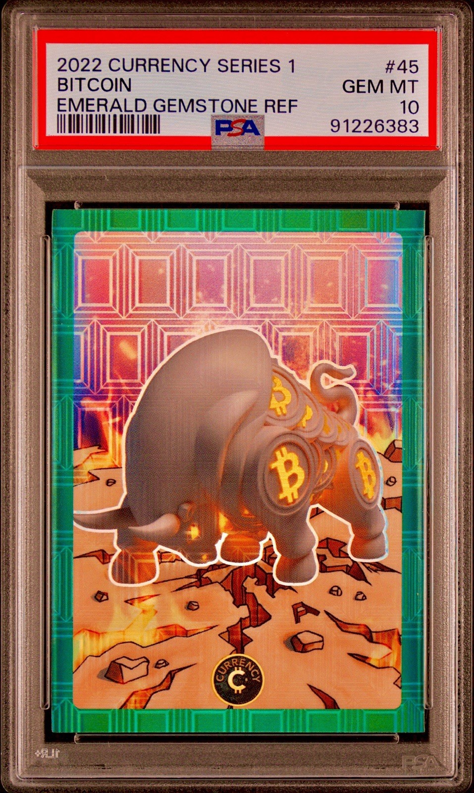 /99 PSA 10 Bitcoin 2022 Cardsmiths Currency BTC Bull Emerald Gem Refractor POP 4