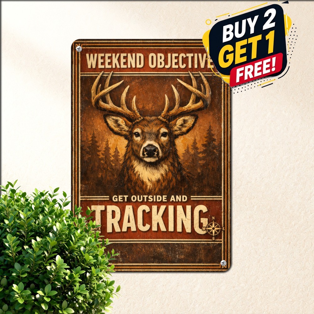 Vintage Deer Hunting Tin Metal Signs - Yes I Do Have a Retirement Plan Rustic 20