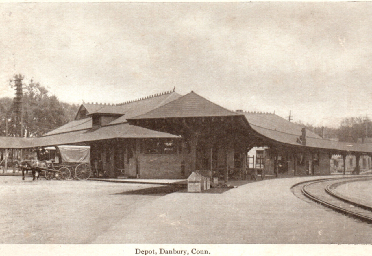 Danbury CT Connecticut Railroad Station Railway Depot Postcard