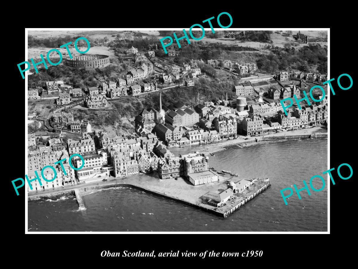 OLD 8x6 HISTORIC PHOTO OF OBAN SCOTLAND AERIAL VIEW OF THE TOWN c1950 6