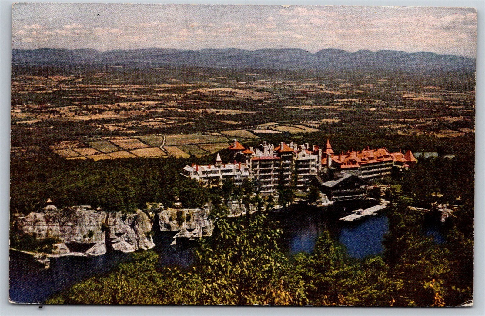 Mohonk New York Postcard Lake Mohonk Mountain House Sky Top Aerial View