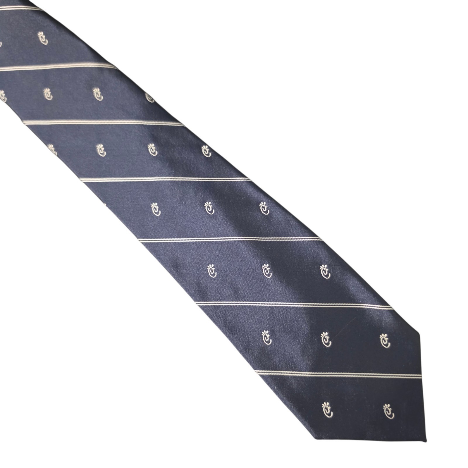 Vintage Givenchy Monsieur Chick-fil-A Logo Navy Blue Striped Tie RARE