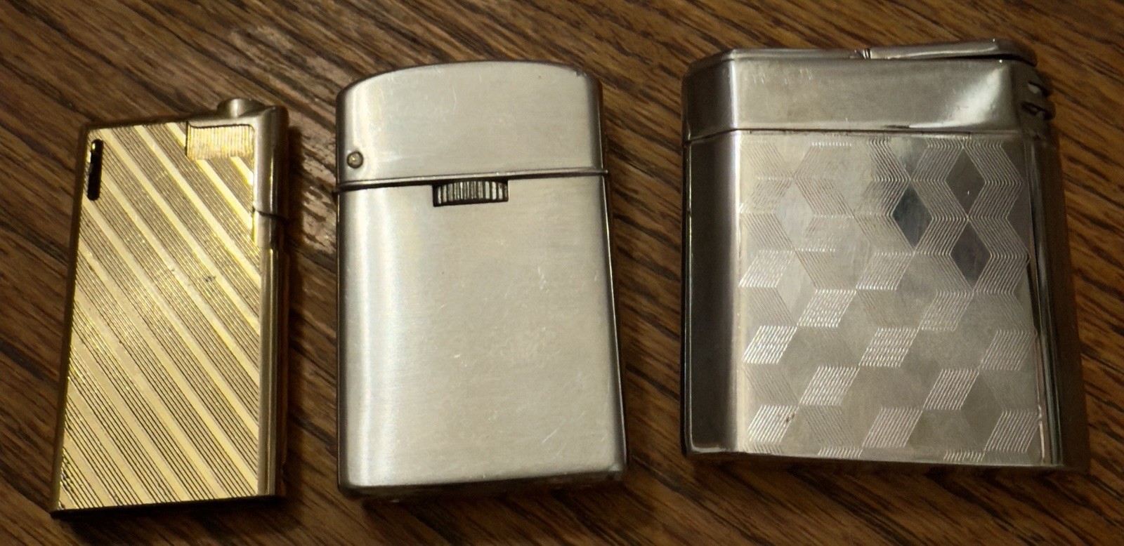 3 Vintage Lighters Germany Sarome Nesor Gold /Silver Tone
