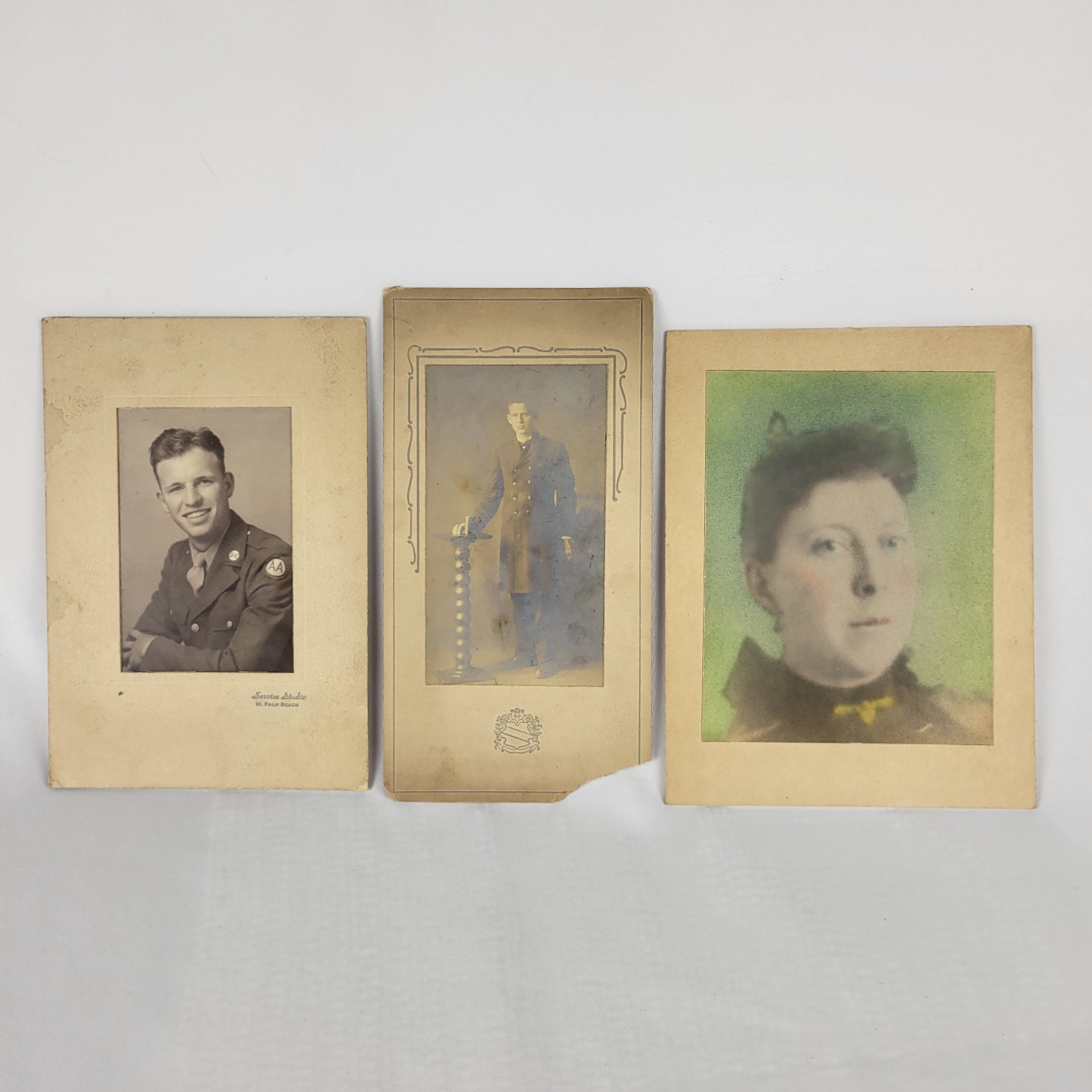 Antique Photo Lot 1940s Military 1890s Victorian Frock Coat 1900s Gown Portraits