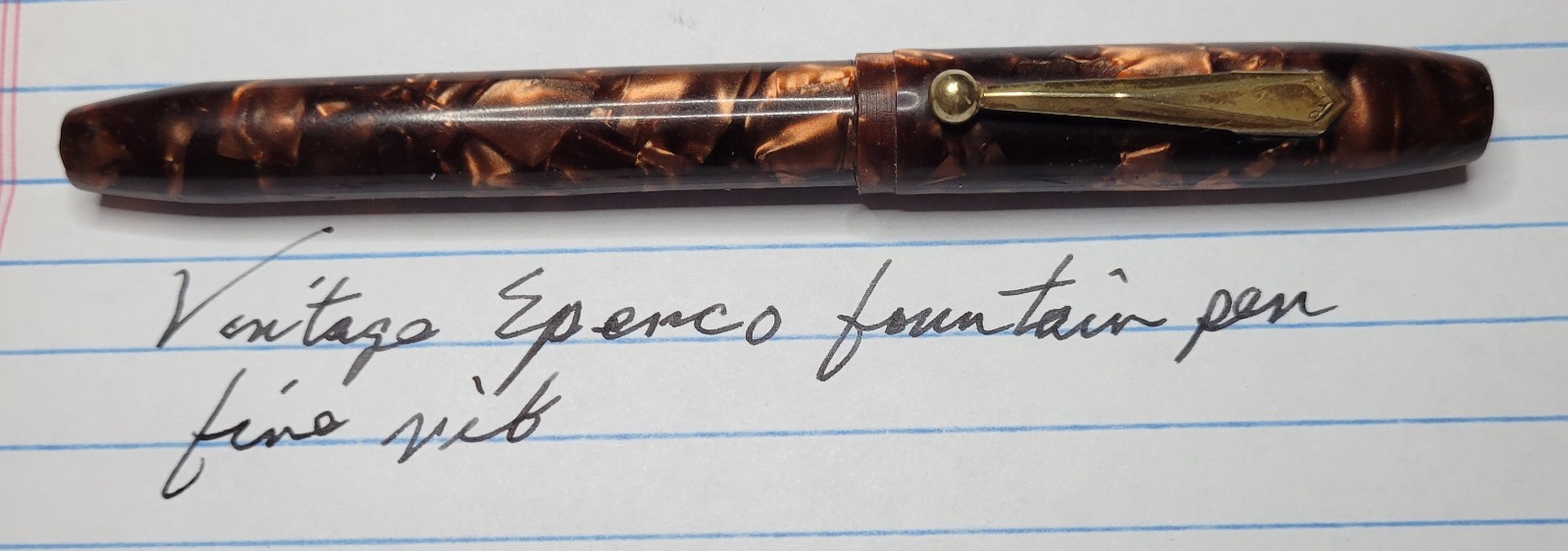 Vintage Epenco Marbleized Fountain Pen - Fine Nib - 1930s