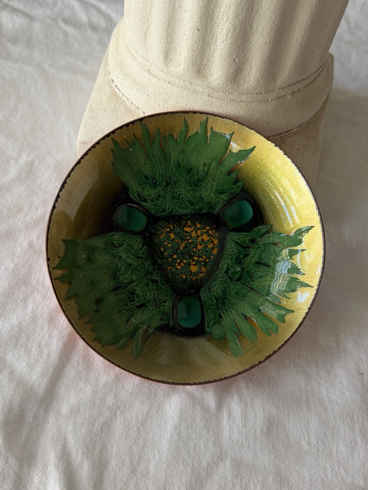 Vintage Edwards Star 6” Original Enameled Copper Dish/Bowl Gump's San Francisco