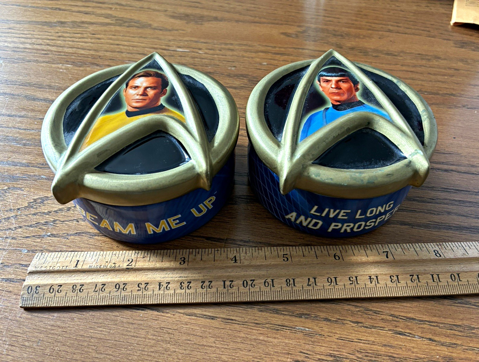 Star Trek Westland Giftware Trinket Box Pair Set Captain Kirk & Mr Spock 