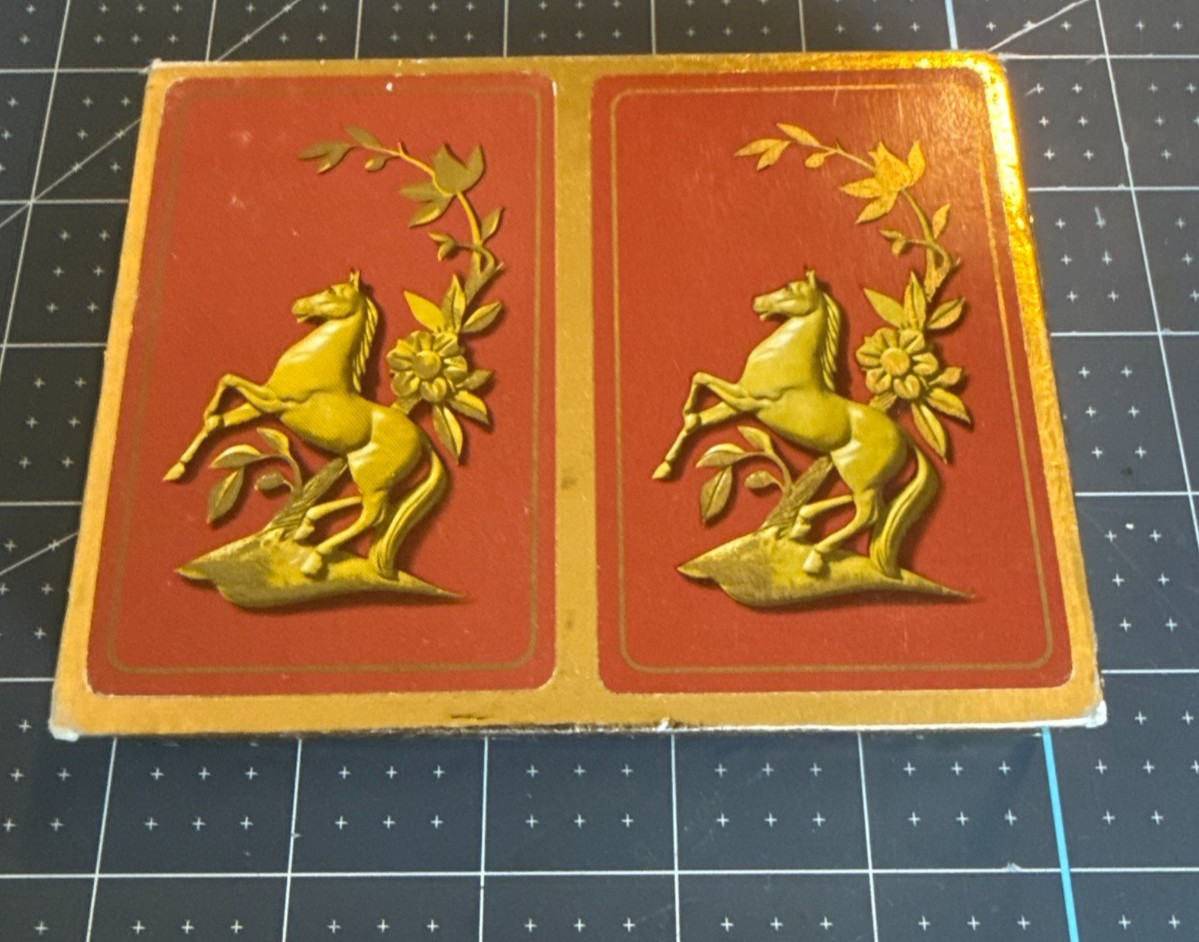 Vintage Russell De Luxe Canasta Playing Cards Double Deck Gold Horses Box