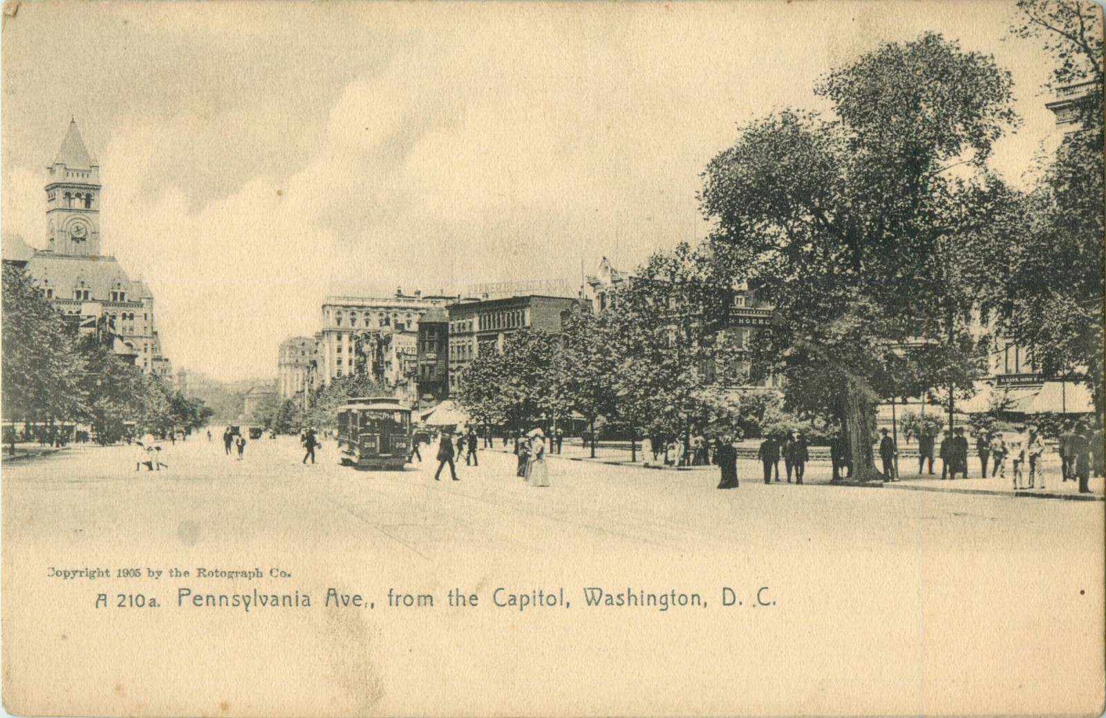 1905 Pennsylvania Ave, from the Capitol, Washington, DC. Vintage Postcard
