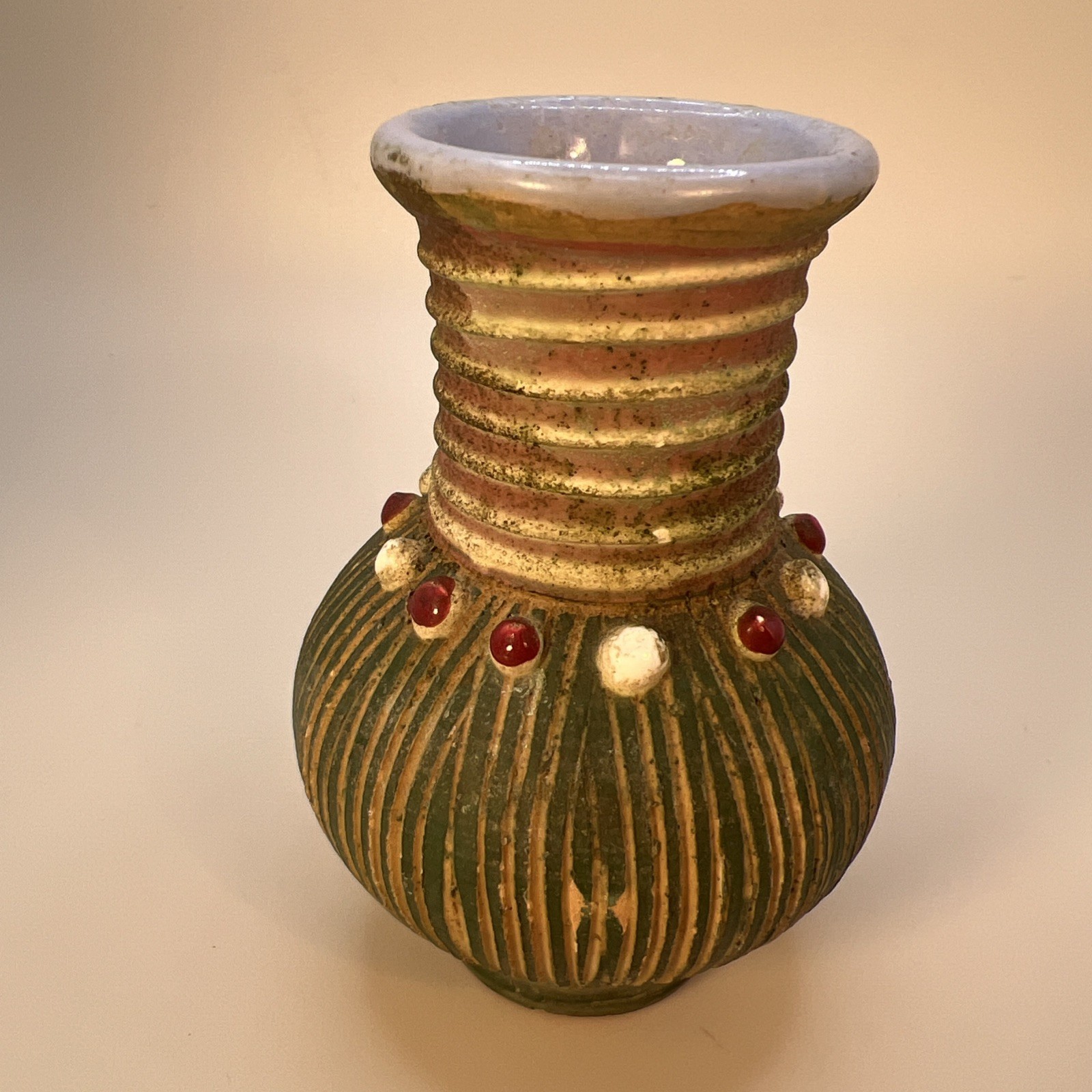 Vintage Ribbed Bud Vase Made In Italy 3.75 Inches
