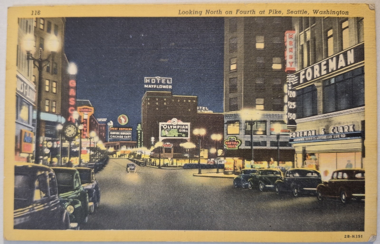 Vintage Postcard Looking North Fourth At Pike Seattle Washington  AA116