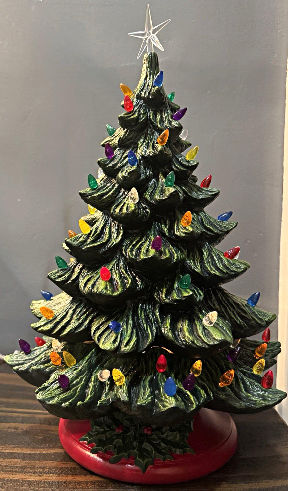 Christmas Tree-Retro Vintage Nowell Hand Painted Approximately 18” Tall