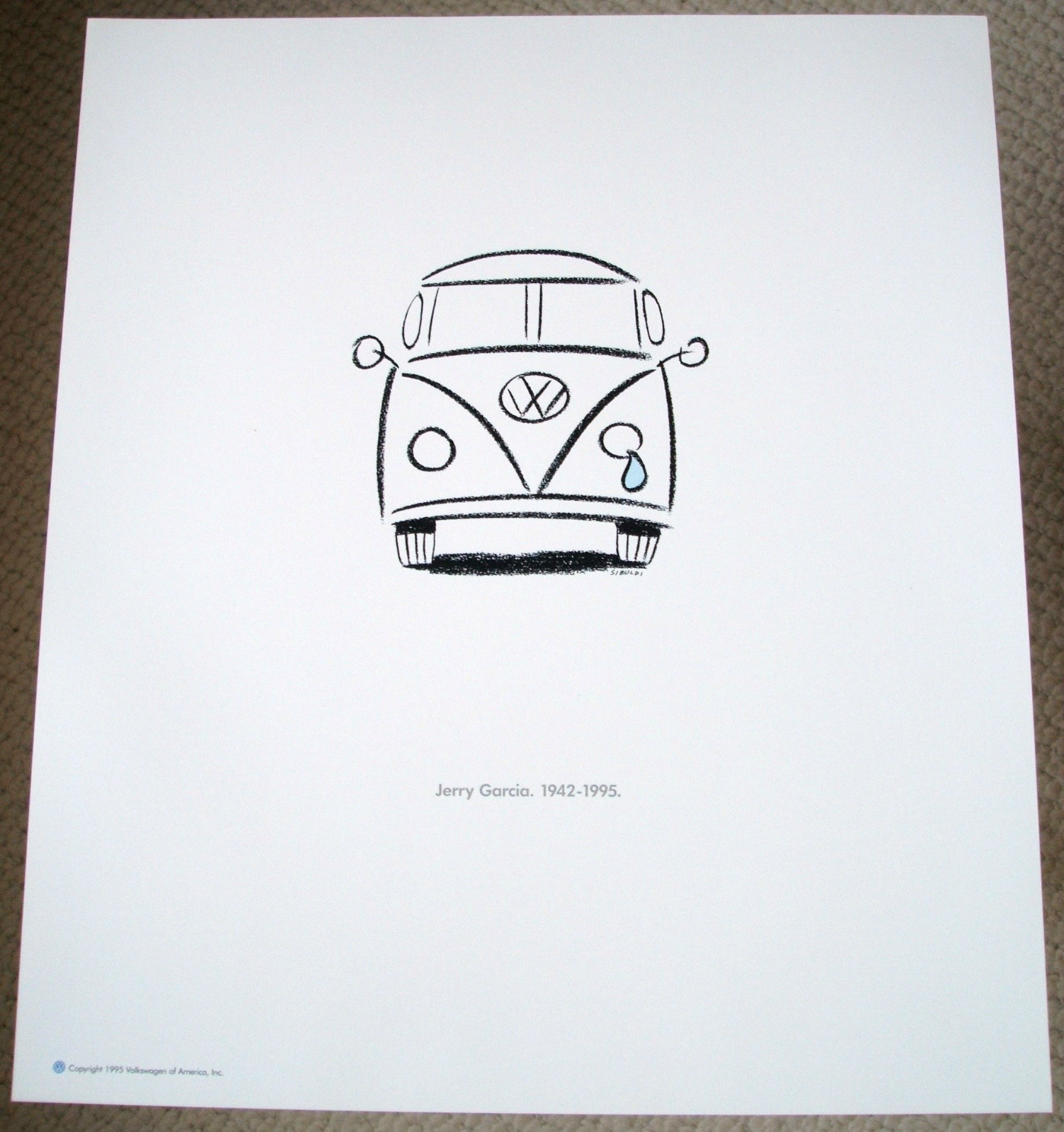 Vintage Jerry Garcia Grateful Dead VW Volkswagen Rock Music Memorabilia Art AD