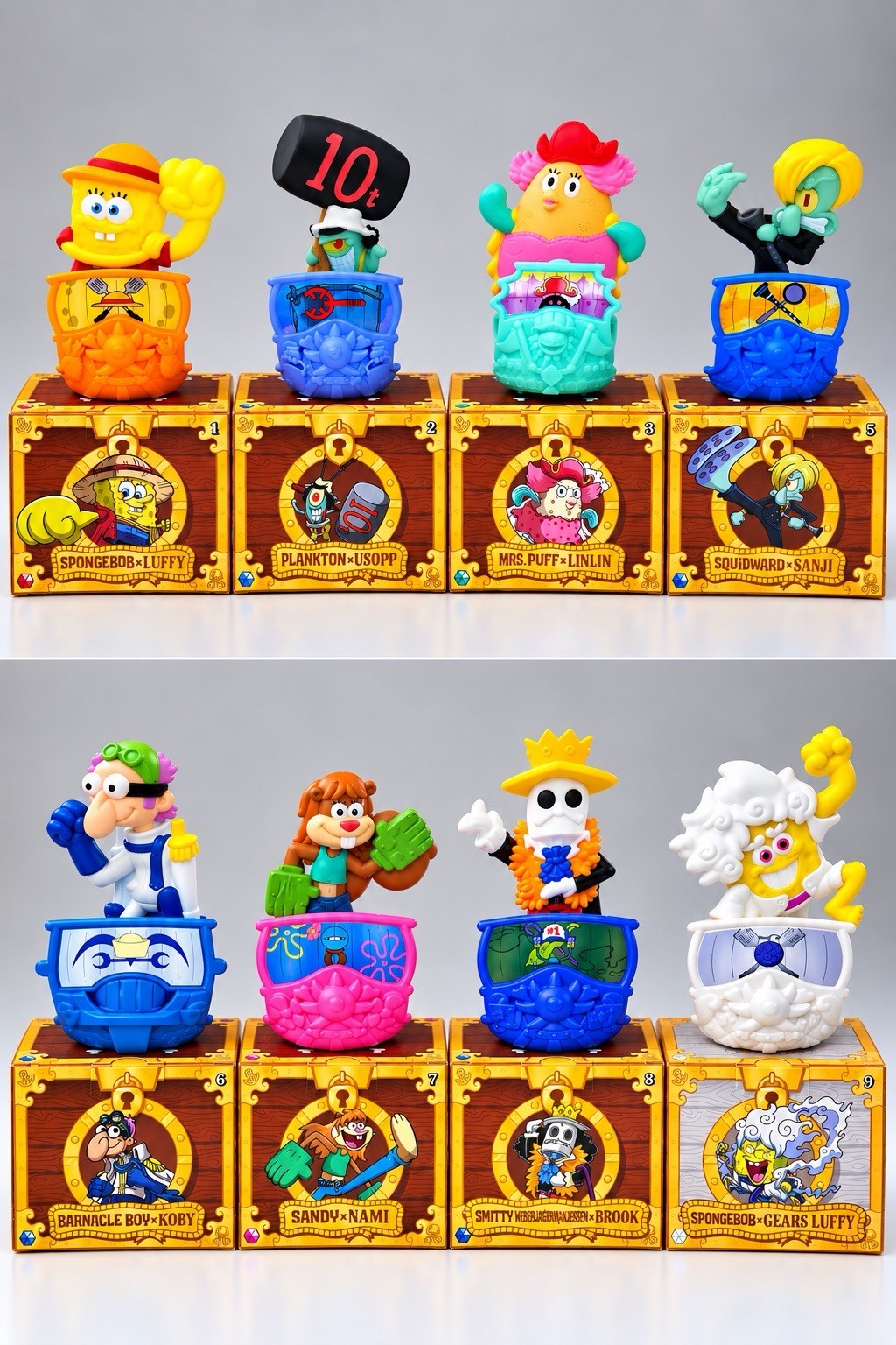 2026 McDonalds SpongeBob X One Piece Collaboration Toys#1,2,3,5,6,7,8,9🍀8 Lot