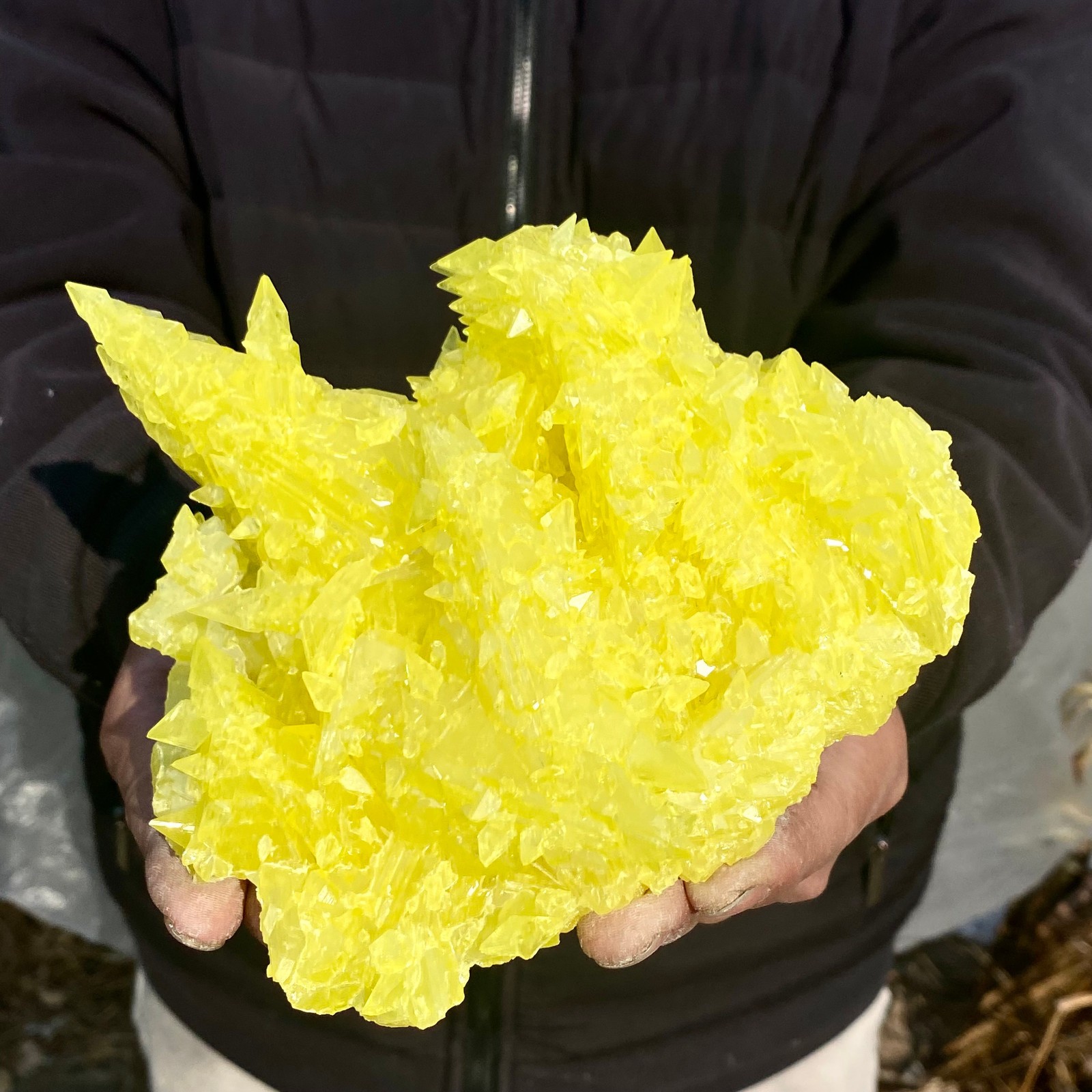 1.43LB Rare yellow sulfur mineral specimen