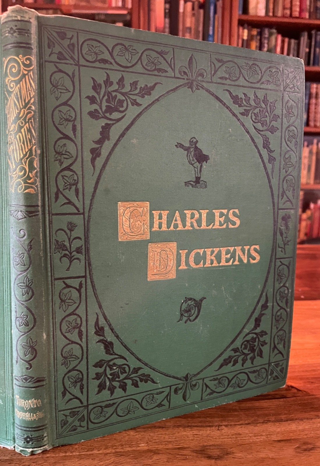 Antique Decorative Book c1879 Charles Dickens Christmas Stories Illustrated Gilt