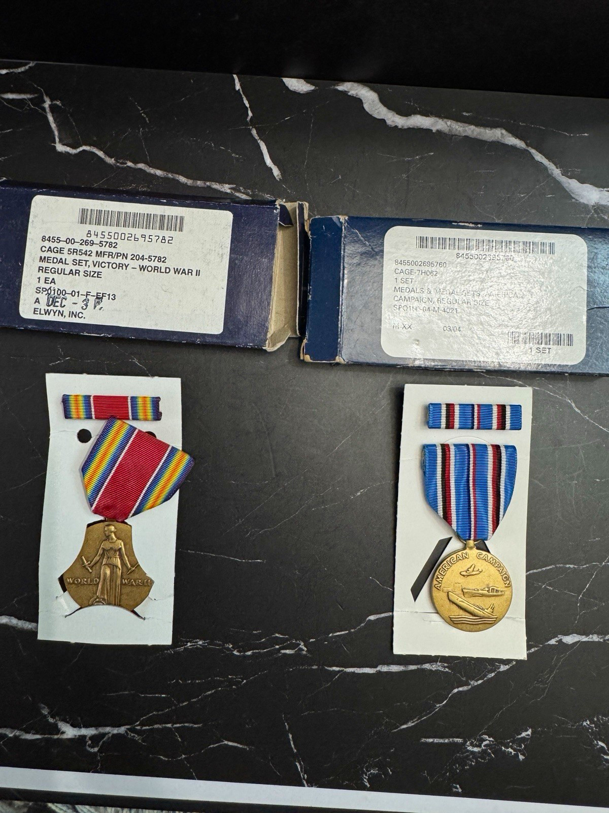 Vintage WWII US Military Medal Set - Victory & American Campaign - NOS Unissued 