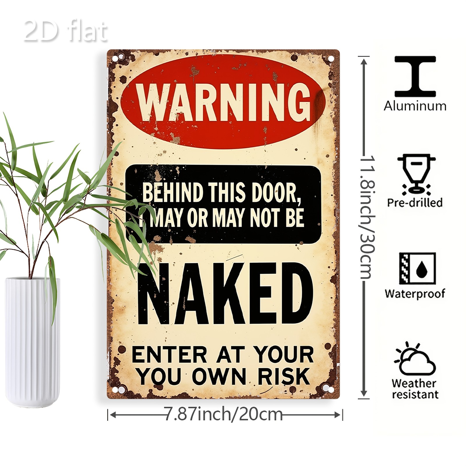 Vintage Humorous Warning Wall Art Tin Sign Metal Plaque 8x12