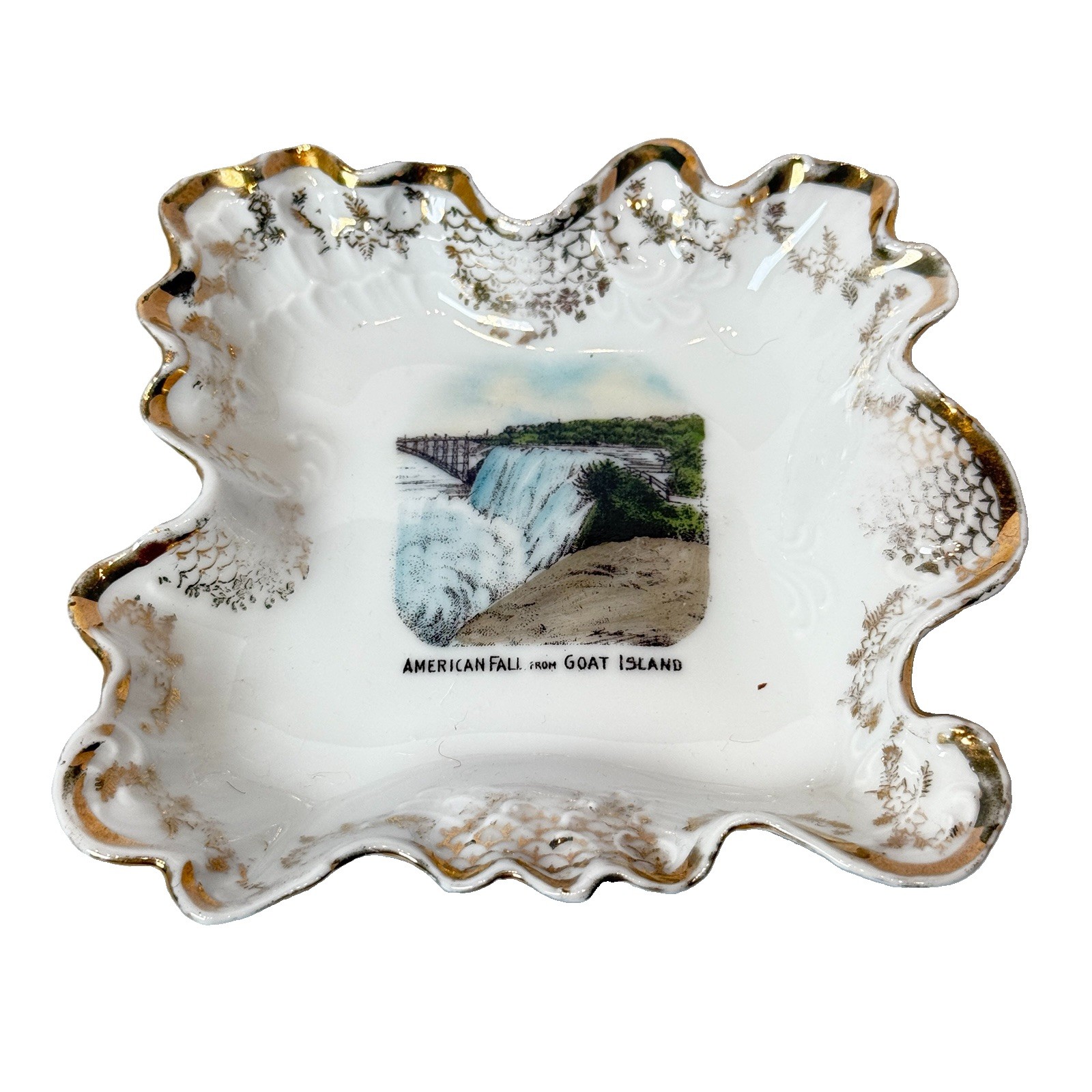 AMERICAN FALLS - GOAT ISLAND NY NEW YORK Souvenir  Porcelain Trinket DISH
